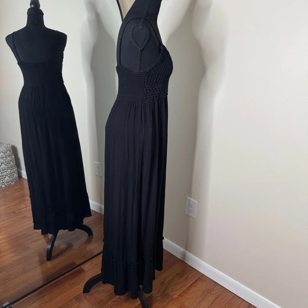 Charlotte Russe Crochet Maxi Dress Black Size L